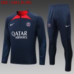 PSG 22/23 Half-Zip Jacket Navy Blue with Red Collar