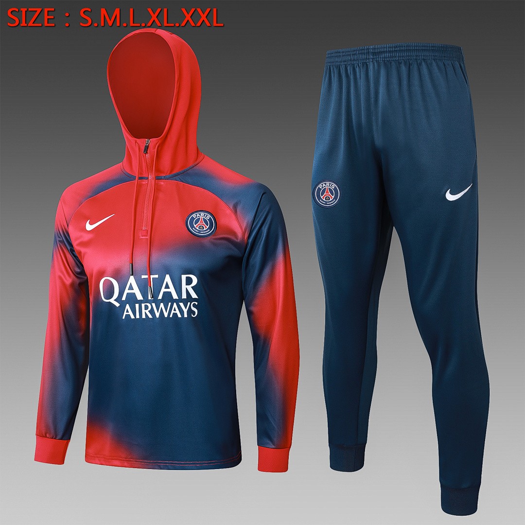 PSG 23-24 Half-Zip Hoodie Red