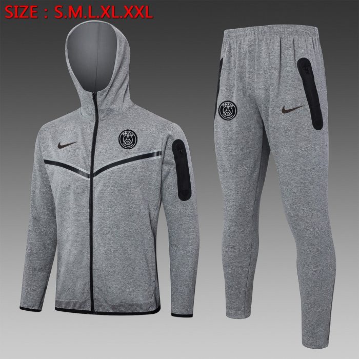 PSG 24-25 Long Zip Jacket with Hood in Gray - 图片 2