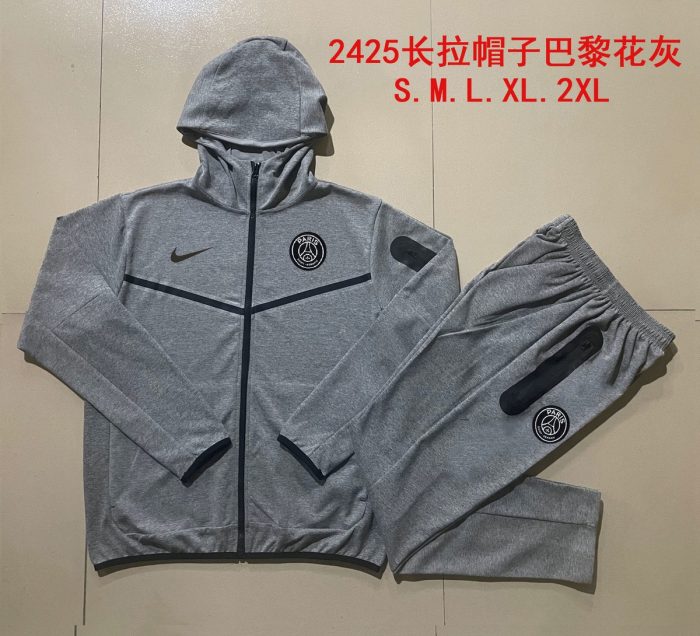 PSG 24-25 Long Zip Jacket with Hood in Gray - 图片 9