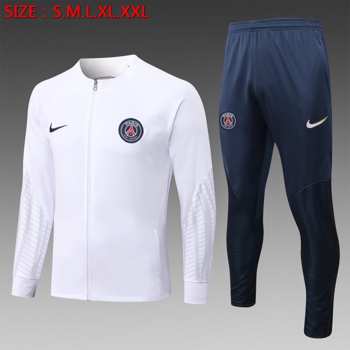 PSG 22-23 White Long Zip Jacket - 图片 7
