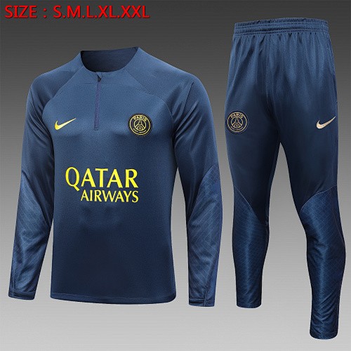 JER-7093_1 PSG 23-24 Half Zip Jacket Navy Blue - 图片 1