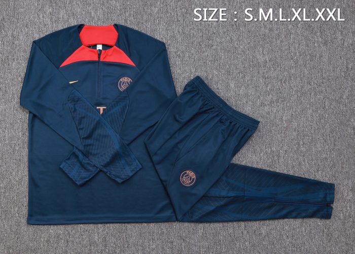 PSG 23-24 Half Zip Jacket Navy Blue - 图片 2