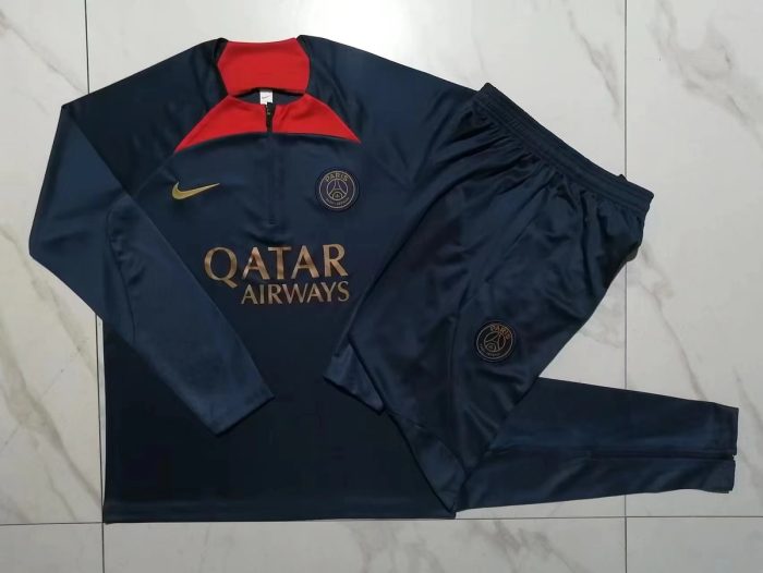 PSG 23-24 Half Zip Jacket Navy Blue - 图片 9