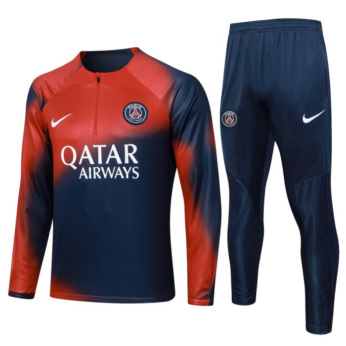 PSG 23-24 Red Splatter Half-Zip Jacket - 图片 8