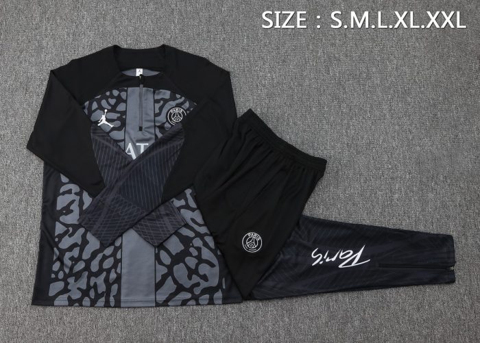 PSG 23-24 Half-Zip Black Grey (Ink Splatter) - 图片 2