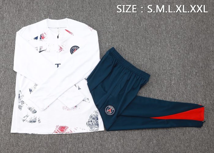 PSG 24-25 White Splatter Half-Zip Jacket - 图片 2