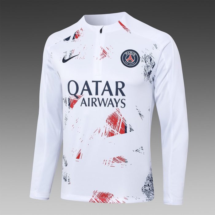 PSG 24-25 White Splatter Half-Zip Jacket - 图片 8