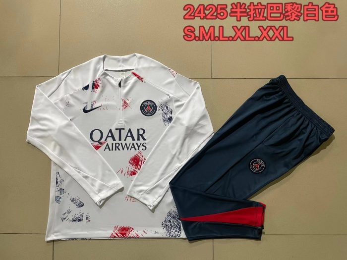 PSG 24-25 White Splatter Half-Zip Jacket - 图片 9