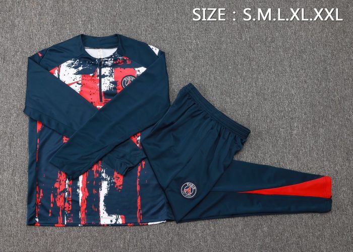 Paris Saint-Germain 24-25 Half-Zip Jacket Blue Splatter - 图片 2