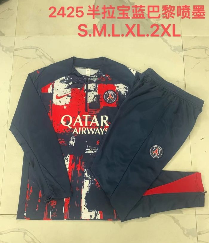 Paris Saint-Germain 24-25 Half-Zip Jacket Blue Splatter - 图片 9