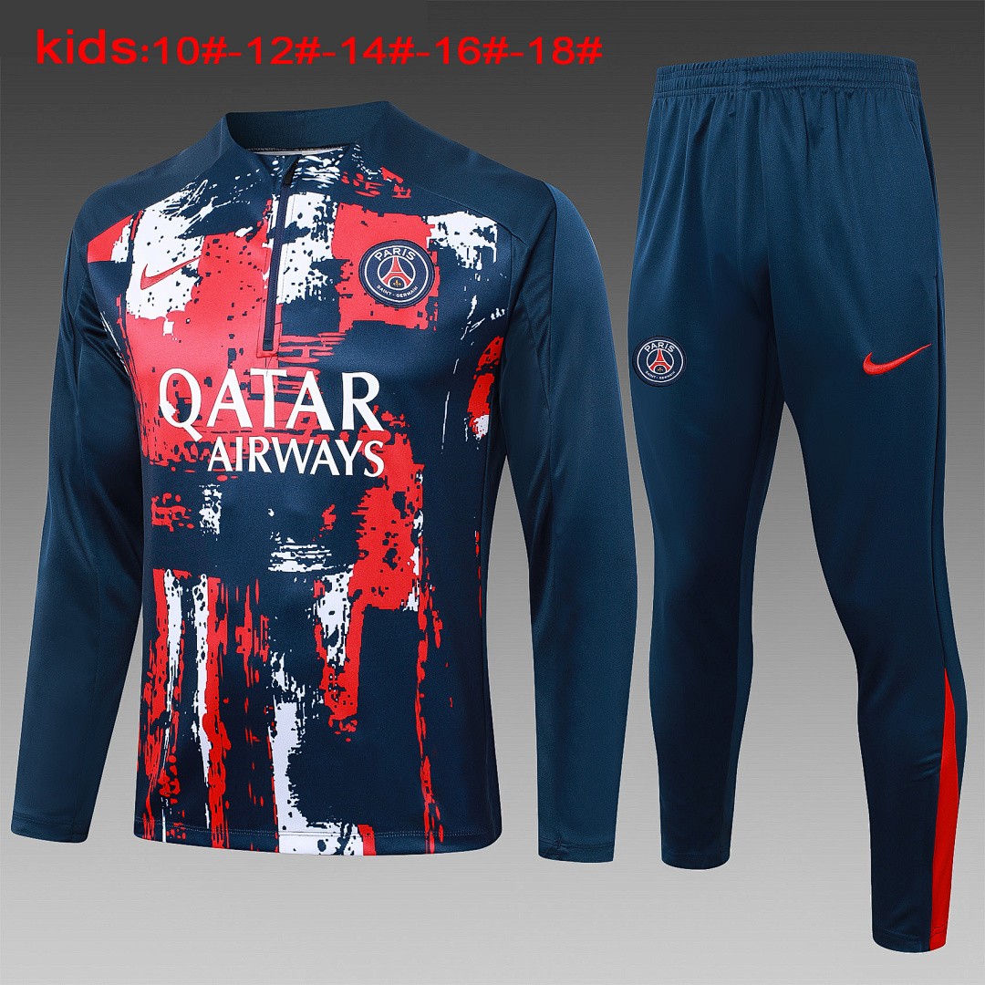 Paris Saint-Germain 24/25 Half-Zip Blue Splatter Kids