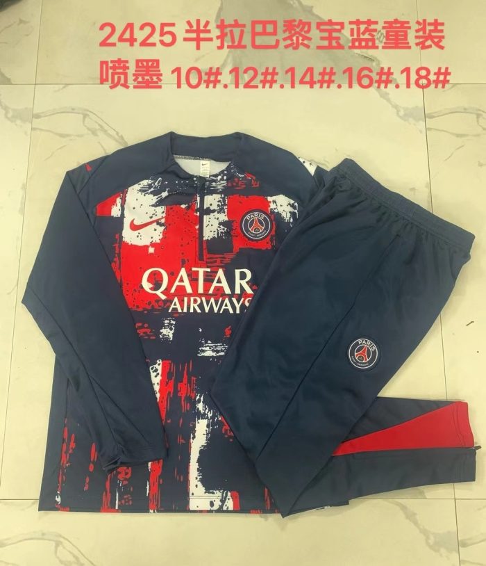 Paris Saint-Germain 24/25 Half-Zip Blue Splatter Kids - 图片 4