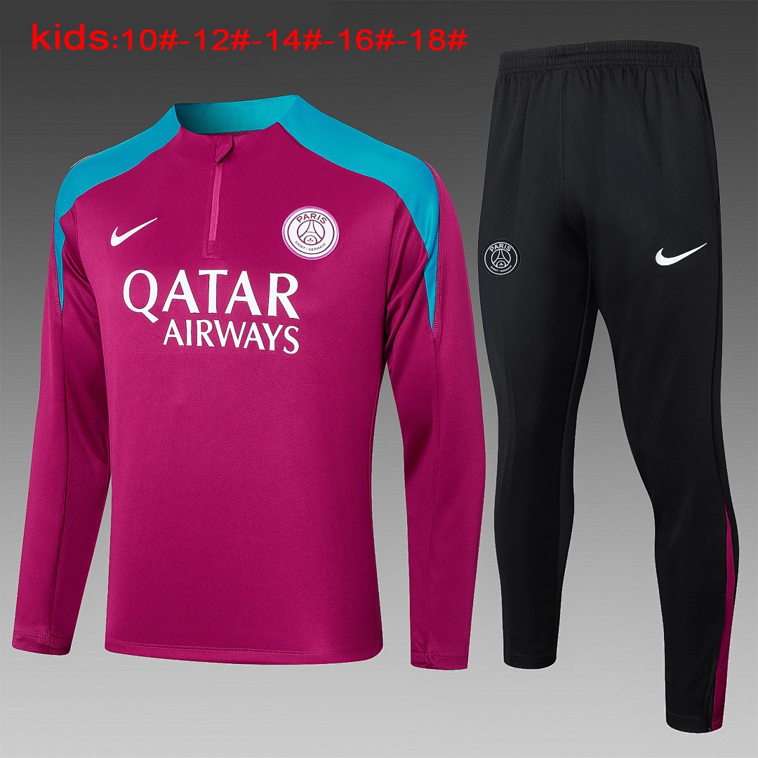 PSG 24-25 Purple Red Half-Zip Jacket Kids