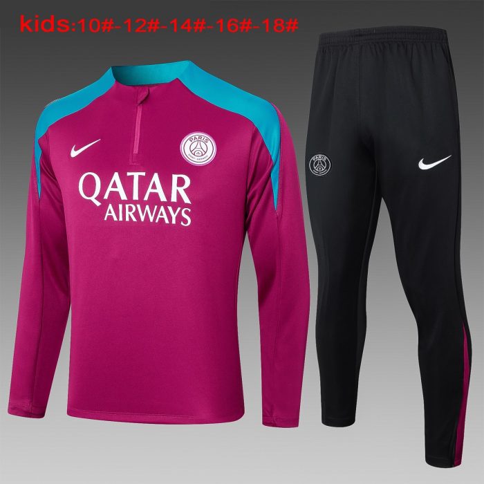 PSG 24-25 Purple Red Half-Zip Jacket Kids - 图片 2