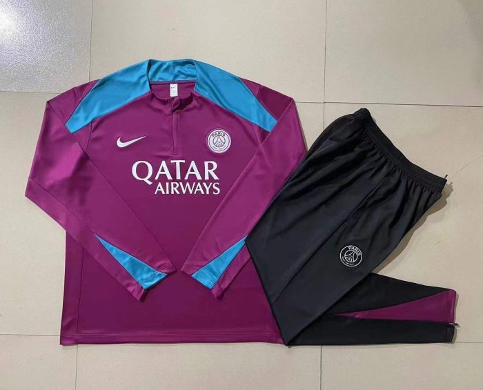 PSG 24-25 Purple Red Half-Zip Jacket Kids - 图片 3