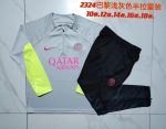 PSG 23/24 Half-Zip Paris Light Gray Kids (Fluorescent Green Sleeves) - 图片 3