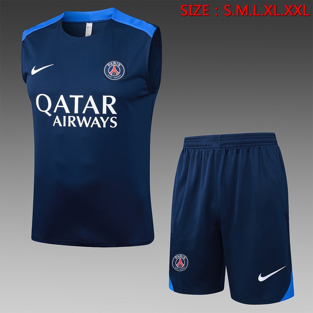 Paris Saint-Germain Blue Training Vest with Shoulder Color