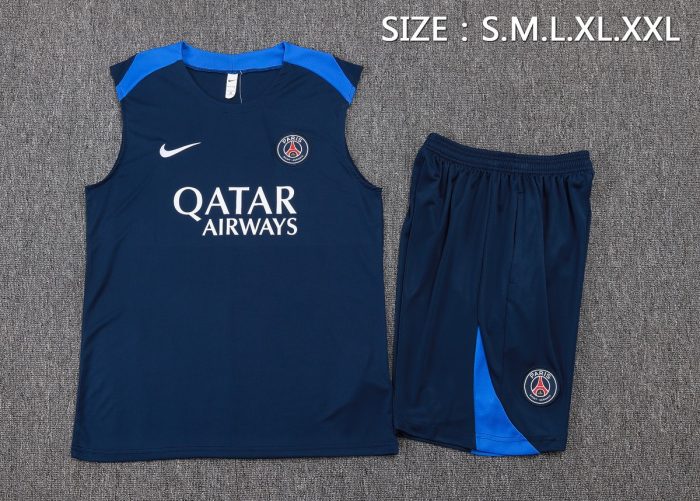 Paris Saint-Germain Blue Training Vest with Shoulder Color - 图片 4