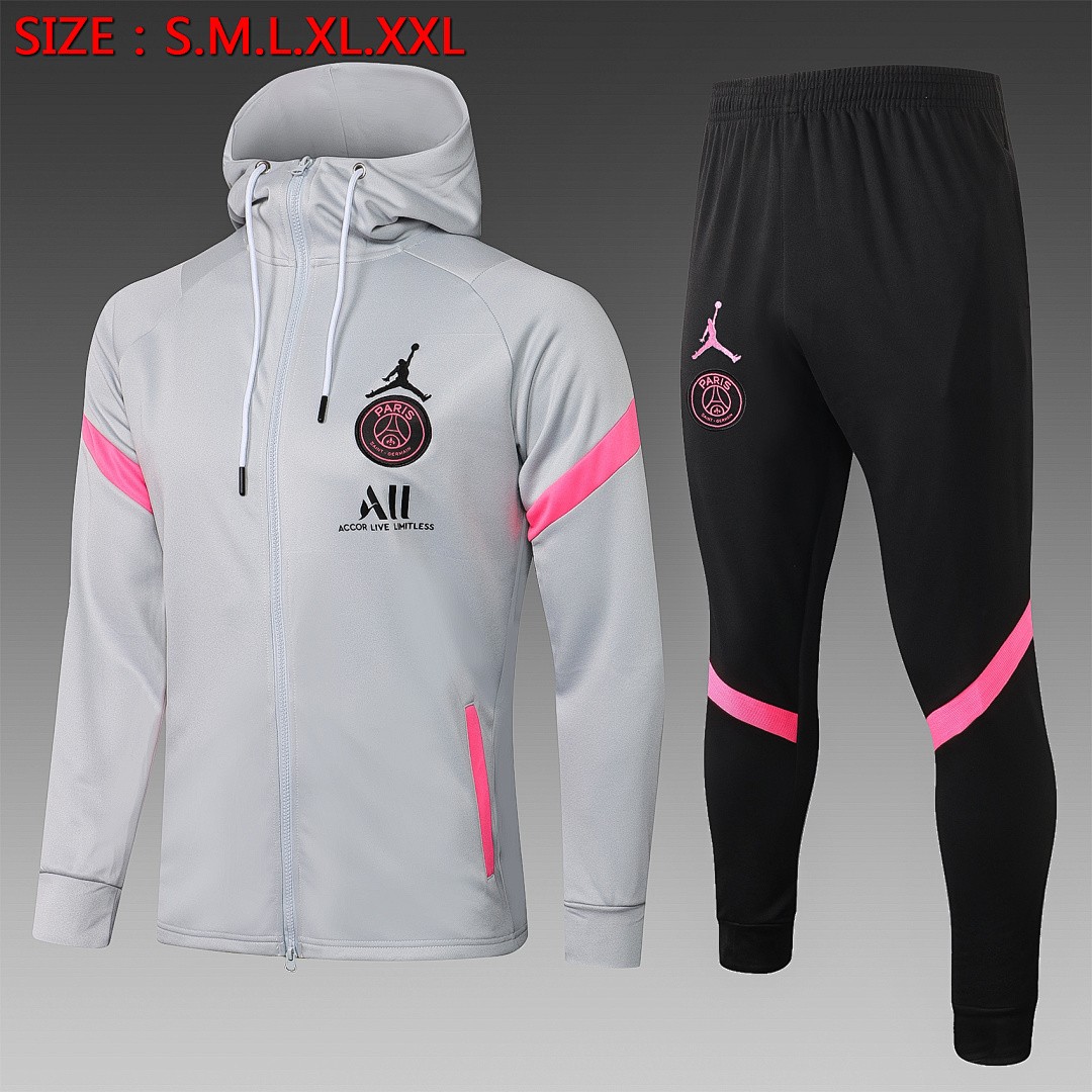 Paris Saint-Germain (PSG) Long Zip Hoodie with Pink Logo, Sizes S-2XL