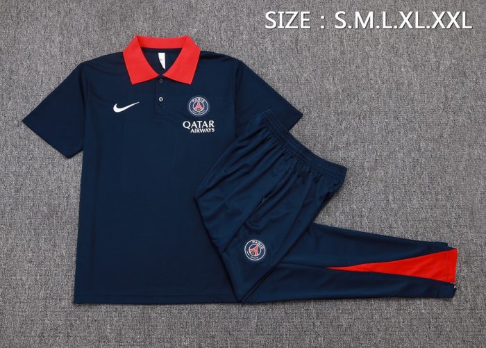 Paris Saint-Germain Polo Shirt in Turquoise with Red Collar - 图片 2