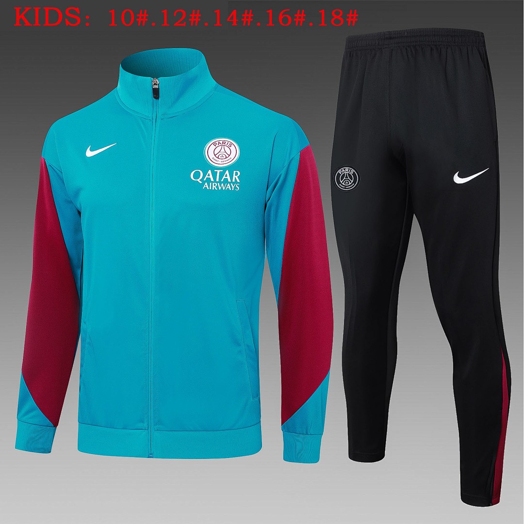 PSG 24/25 Long Zipper Jacket Kids Blue