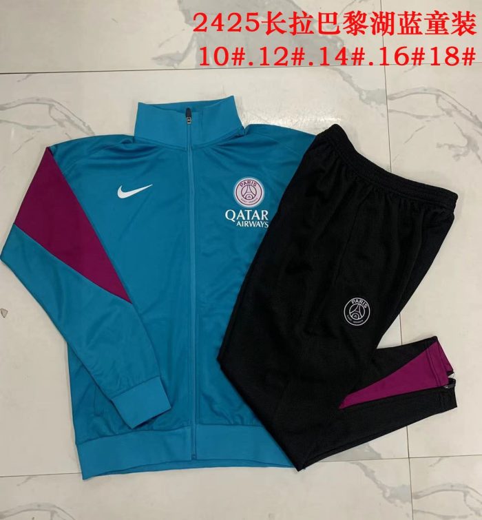 PSG 24/25 Long Zipper Jacket Kids Blue - 图片 3