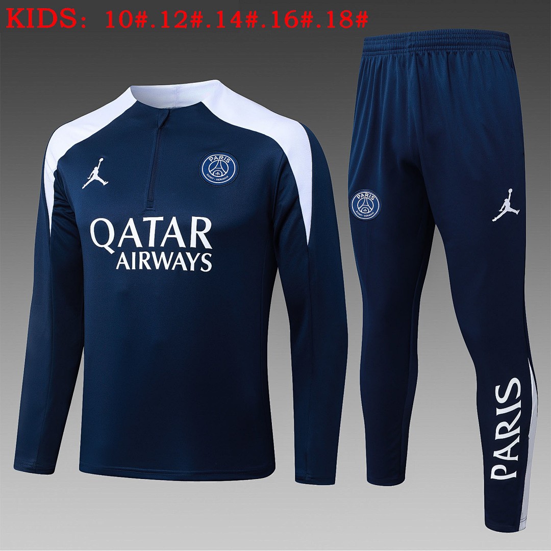 JER-7120_1 Paris Saint-Germain 2025/26 Semi-Zip Jacket Blue (White Shoulders) Kids - 图片 1