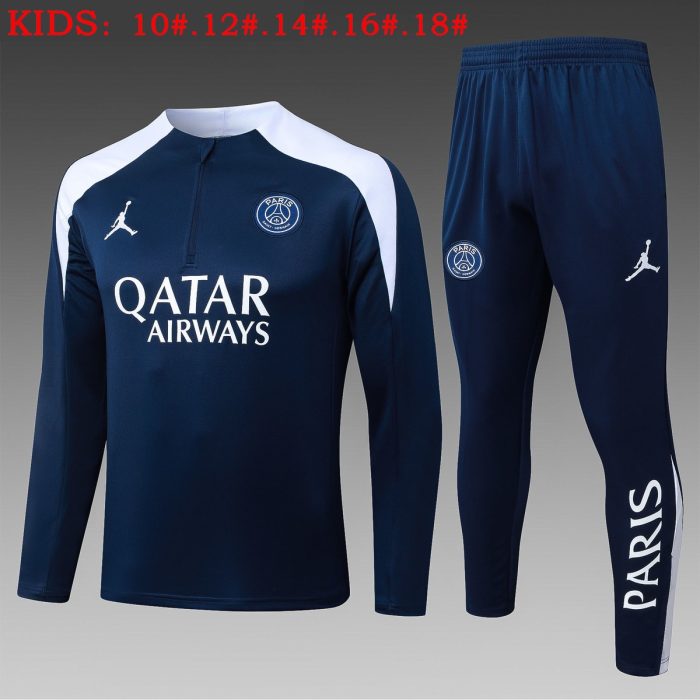 Paris Saint-Germain 2025/26 Semi-Zip Jacket Blue (White Shoulders) Kids - 图片 2