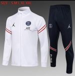 PSG 21/22 Long Zip Jacket White (Red Trim) Kids