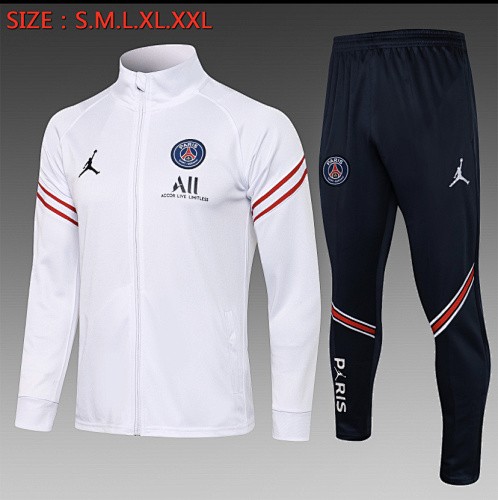 JER-7131_1 PSG 21/22 Long Zip Jacket White (Red Trim) Kids - 图片 1