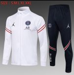 PSG 21/22 Long Zip Jacket White (Red Trim) Kids - 图片 2