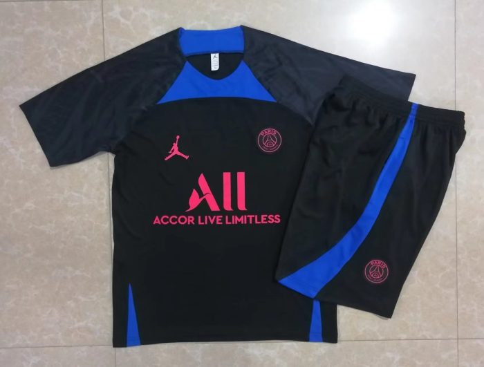 PSG 22-23 Jordan Black Short Sleeve Training Set with 5-inch Shorts - 图片 9