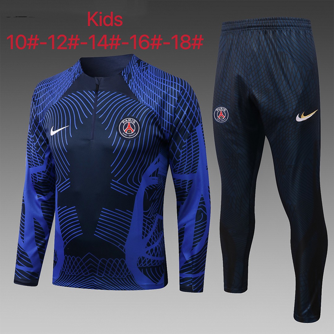 JER-7134_1 PSG 22/23 Half-Zip Kids' Jacket Blue - 图片 1