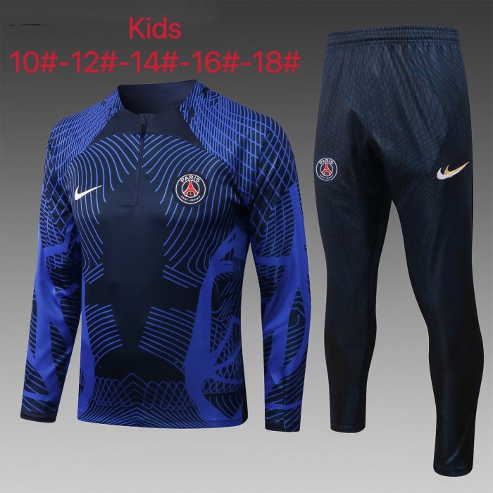 PSG 22/23 Half-Zip Kids' Jacket Blue - 图片 2