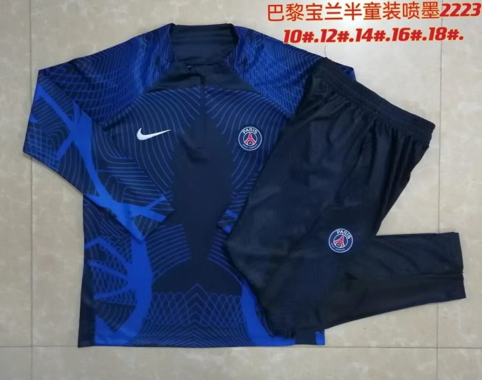 PSG 22/23 Half-Zip Kids' Jacket Blue - 图片 3
