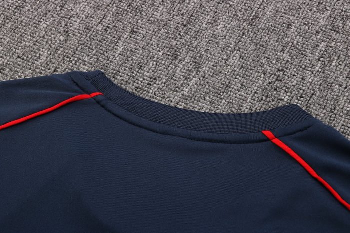 PSG 22/23 Jordan Training Short Sleeve Set in Royal Blue with White Side Stripes and 5-Inch Shorts - 图片 3