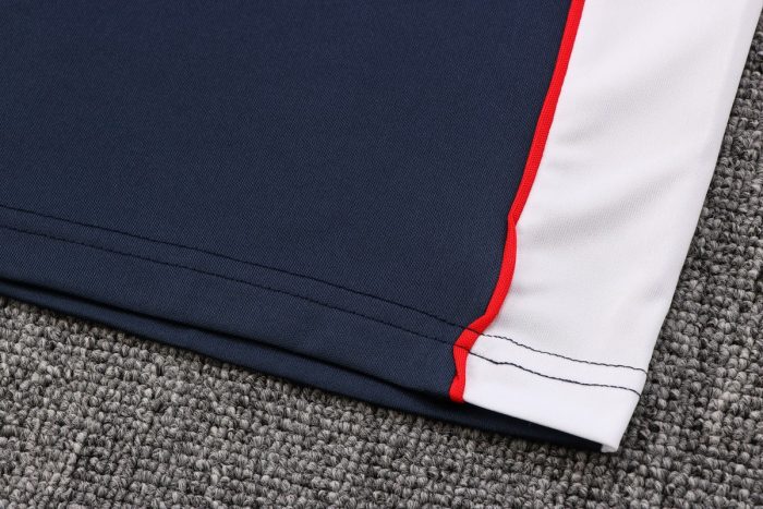 PSG 22/23 Jordan Training Short Sleeve Set in Royal Blue with White Side Stripes and 5-Inch Shorts - 图片 4