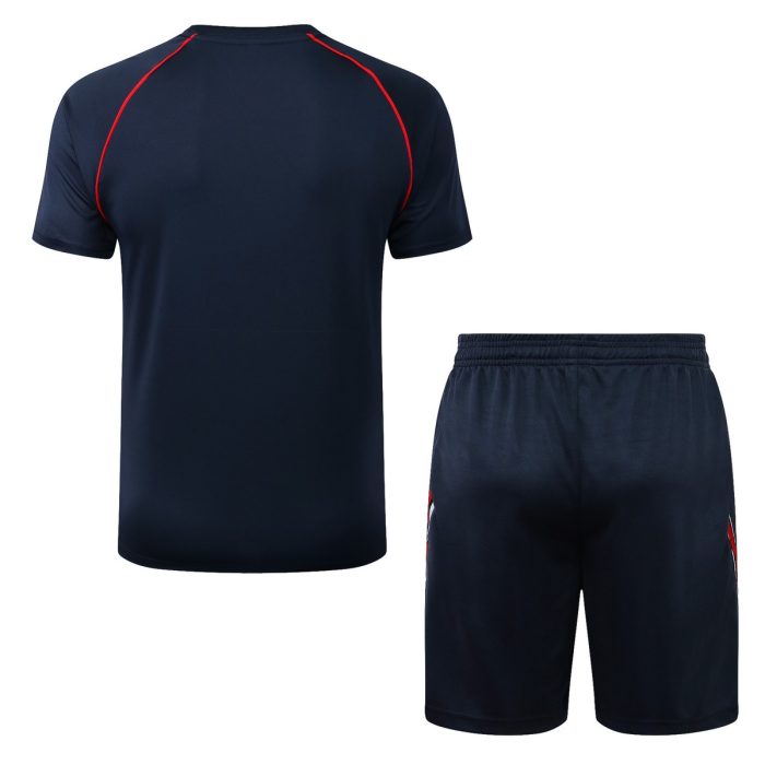 PSG 22/23 Jordan Training Short Sleeve Set in Royal Blue with White Side Stripes and 5-Inch Shorts - 图片 7