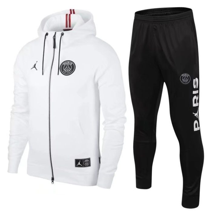 PSG 2018-2019 White Long Zip Jacket - 图片 2