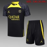 PSG 23/24 Jordan Black Short Sleeve Training Suit with 5-Panel Shorts