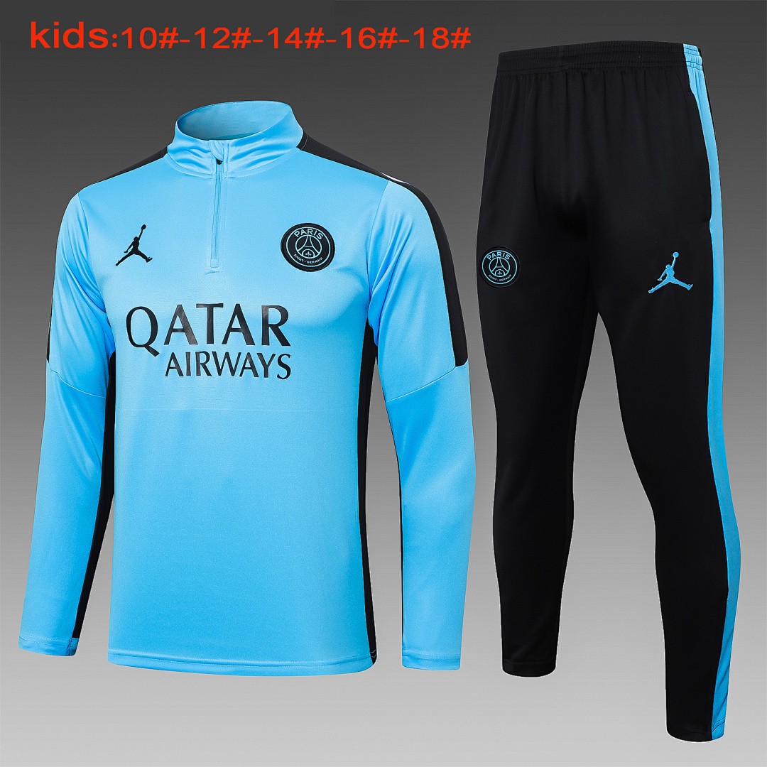 JER-7140_1 PSG 23-24 Jordan Light Blue Kids Training Jacket - 图片 1