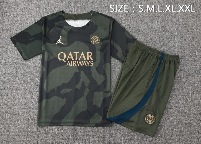 Paris Saint-Germain 24-25 Jordan Dark Green Zebra Print Short Sleeve Training Shirt - 图片 2