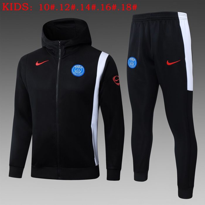 PSG 24/25 Black Kids' Long Zip Jacket with Hood - 图片 2