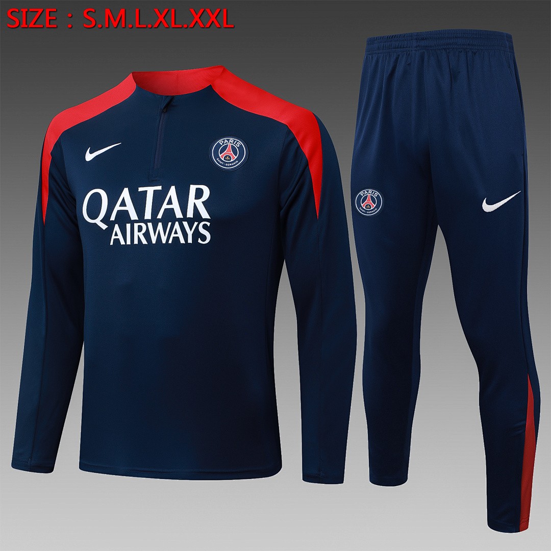 Paris Saint-Germain 25/26 Half-Zip Jacket Blue (Red Shoulder)