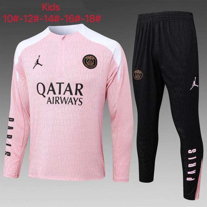 PSG 24-25 Jordan Pink Kids' Half-Zip Jacket - 图片 2