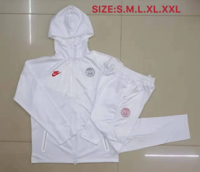 PSG 2019/2020 Long Zip Jacket White - 图片 9