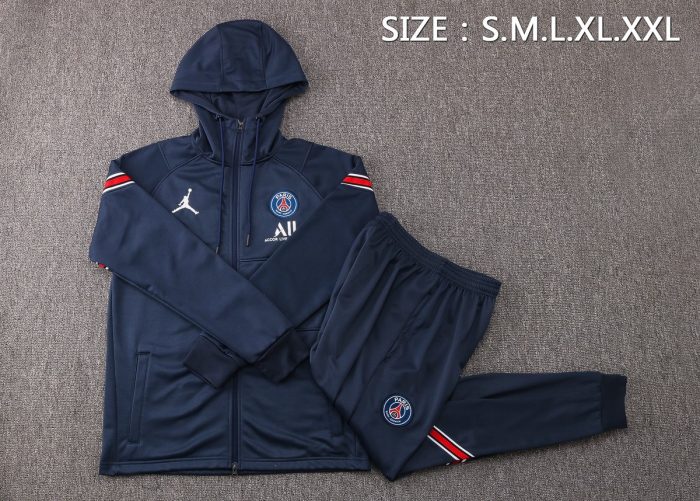 PSG 21-22 Long Zip Jacket with Hood, Blue - 图片 2