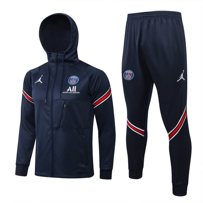 PSG 21-22 Long Zip Jacket with Hood, Blue - 图片 8