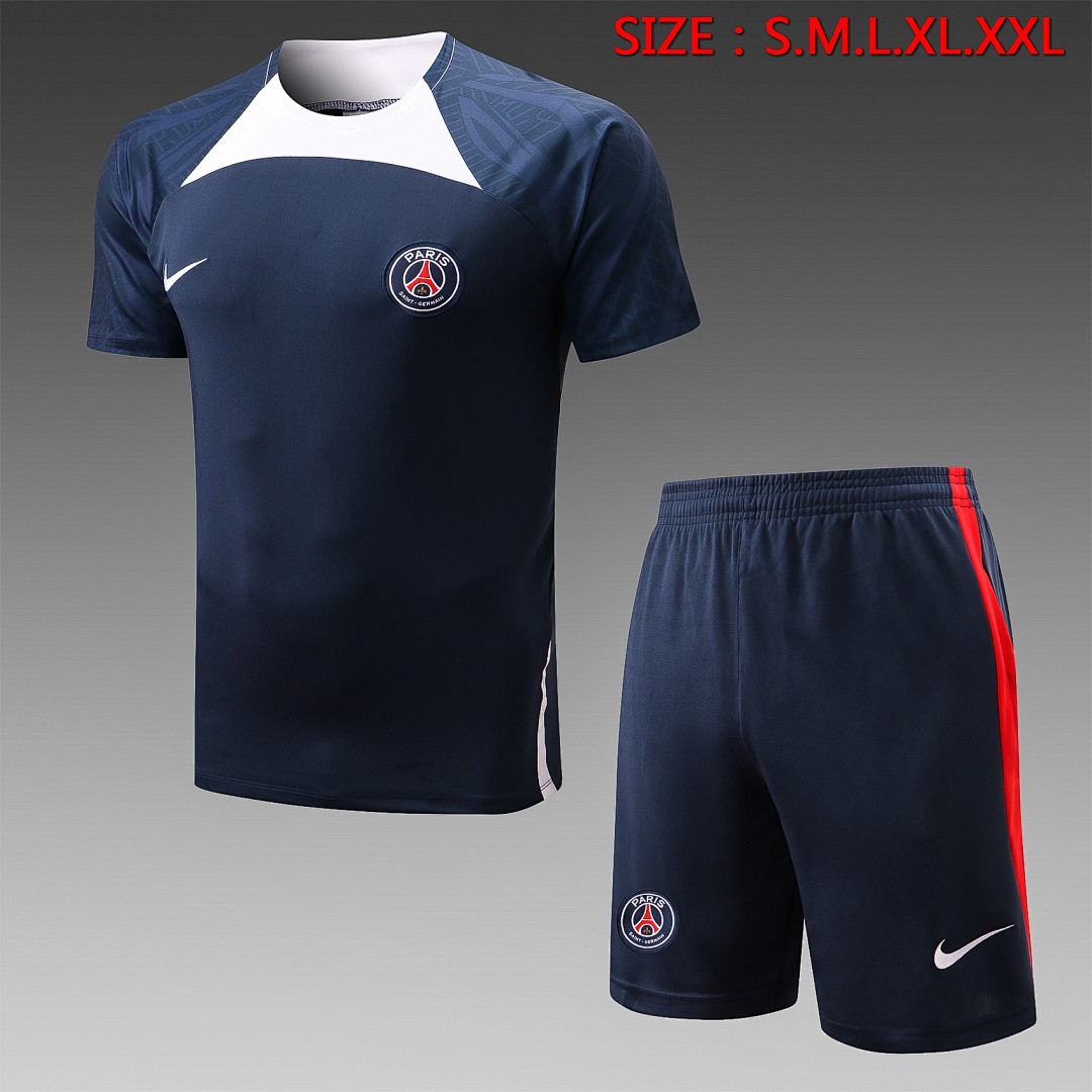 Nike Paris Saint-Germain 22/23 Blue Short Sleeve Training Set with 5-Inch Shorts